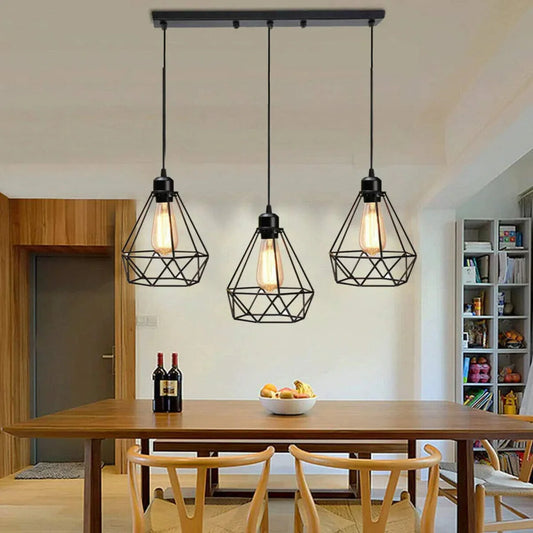 Lustră suspendată liniară, design vintage industrial