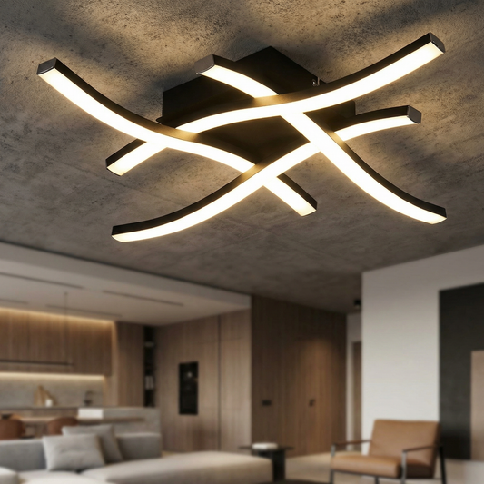 Aplica LED Waves Lines Black Echivalent 300W