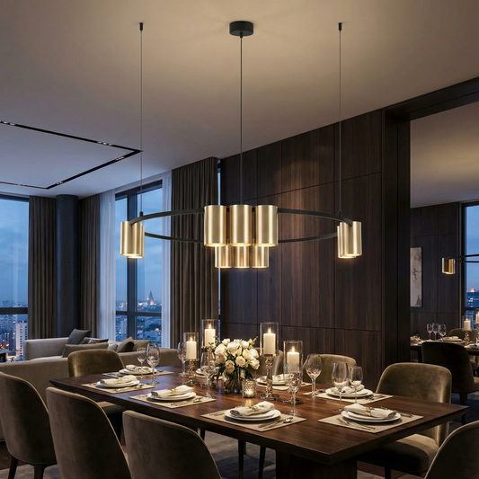 Lustra Suspendata cu 10 Spoturi Genesis Circle Black & Gold Ø60CM