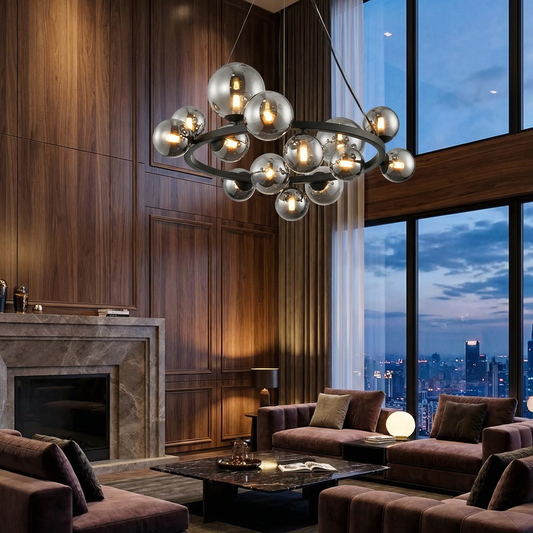 Lustra Suspendata Mila Black Premium Abajur 14xG9