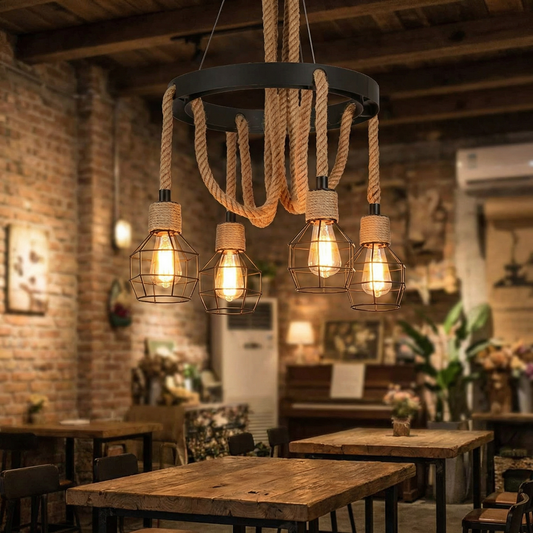Lustra Retro Rustică cu Funii 4xE27